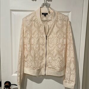 Torrid Cream Lace Bomber Jacket